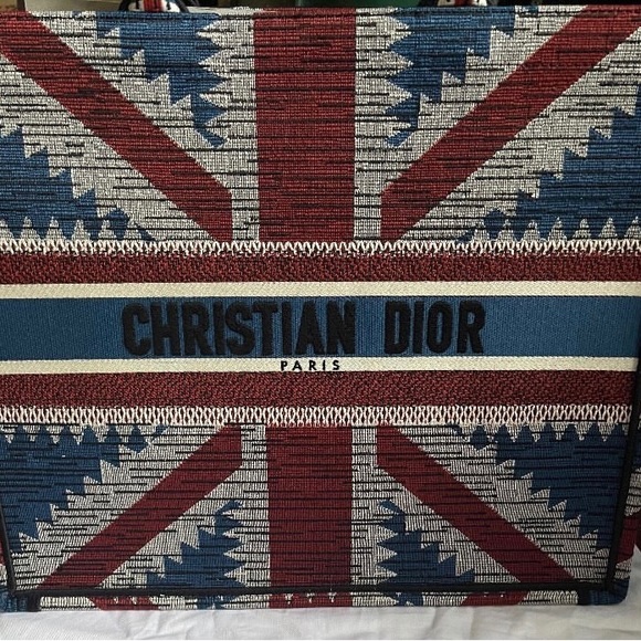 Dior Multicolor Embroidered Canvas Union Jack Flag Book Tote - Picture 5 of 12